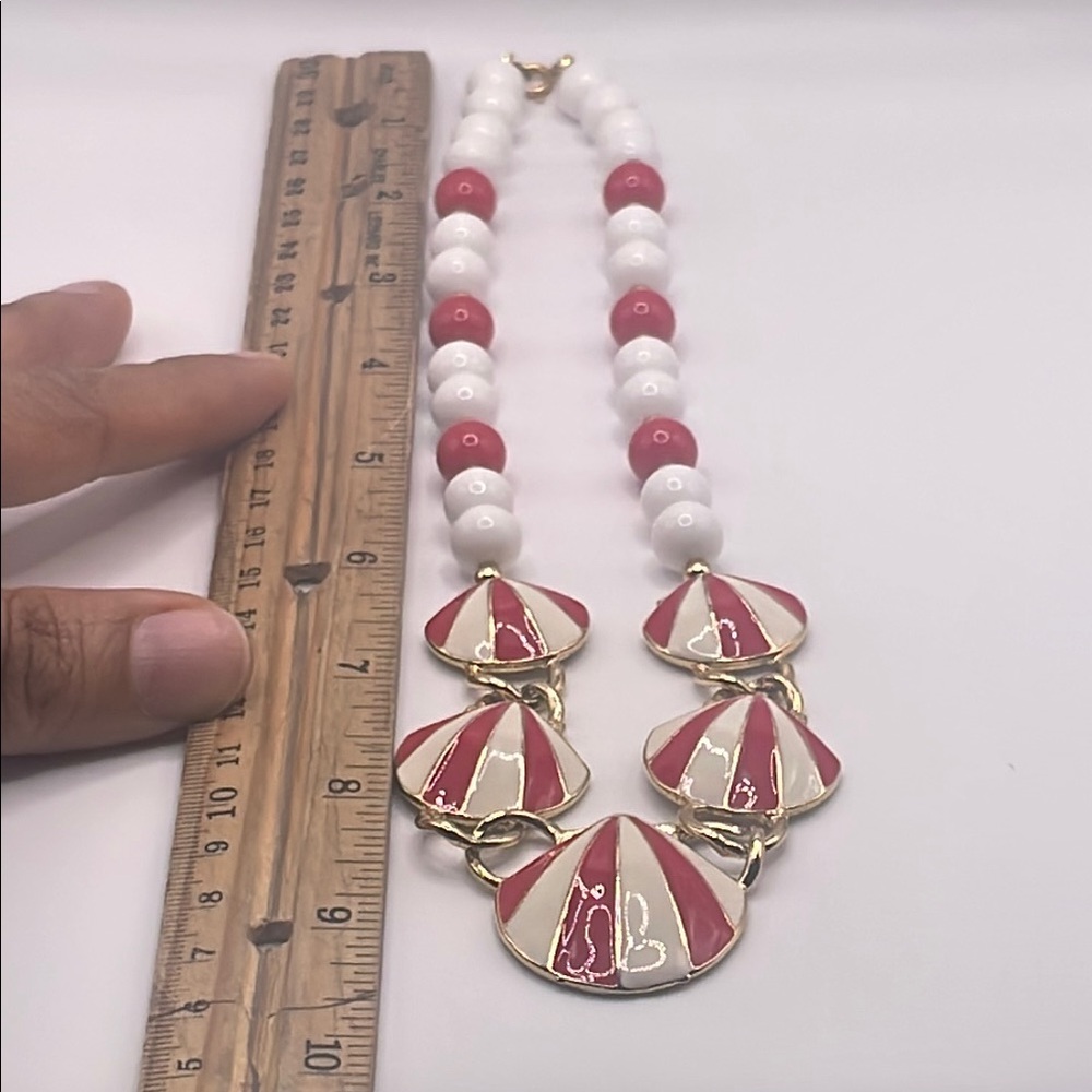 Red and White Necklace and Earring Set - Picture 8 of 8